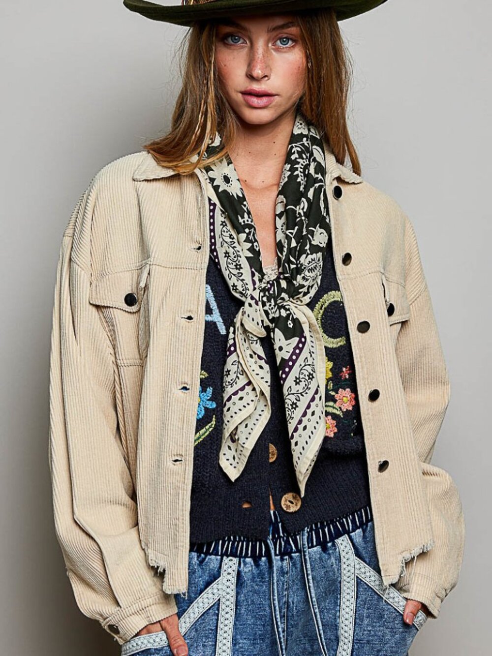 POL CORDUROY TRUCKET JACKET BEIGE